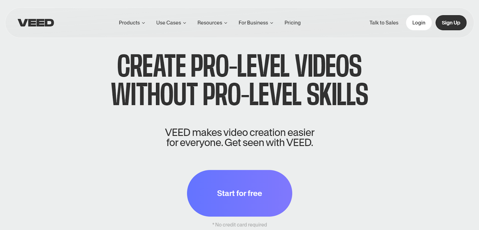 veed homepage screenshot