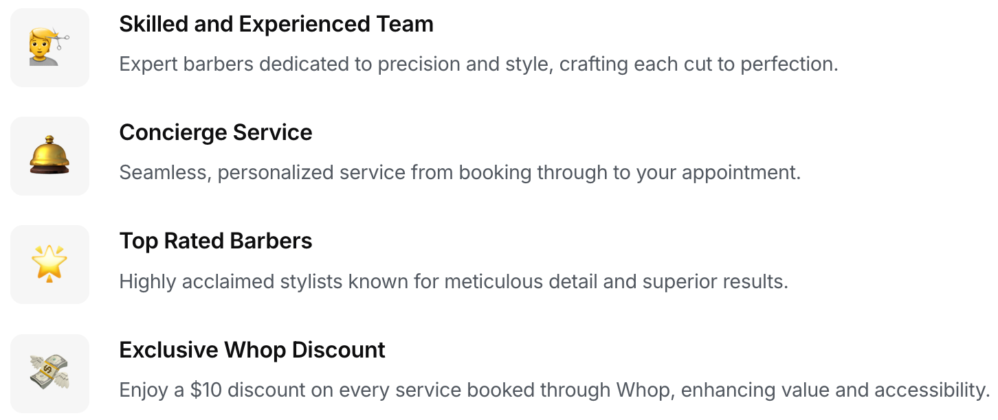 whop gentlemens barbershop services description screenshot