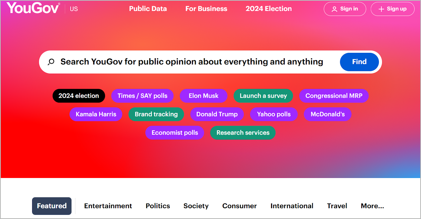 yougov homepage screenshot