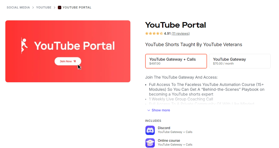 youtube portal creating an online course screenshot