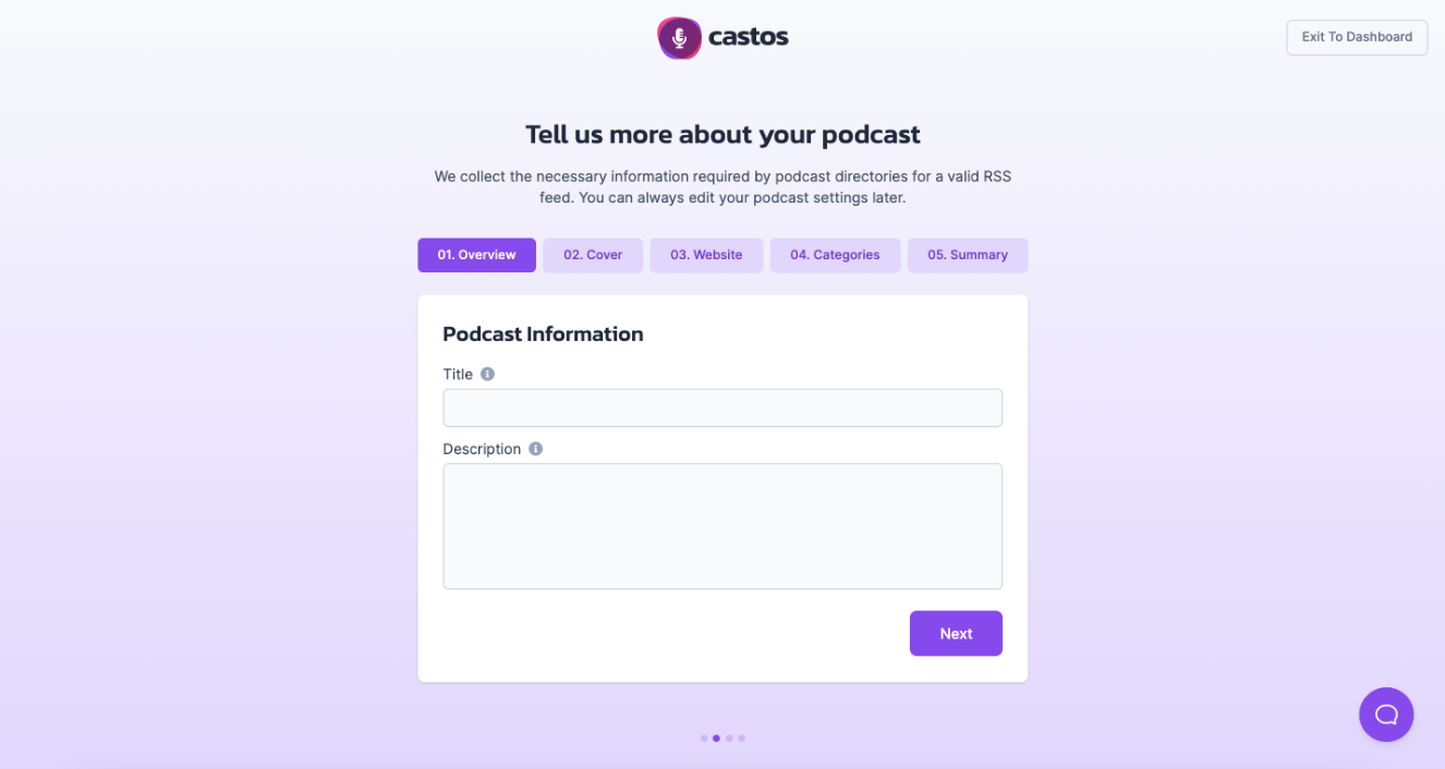 Add your podcast information screenshot