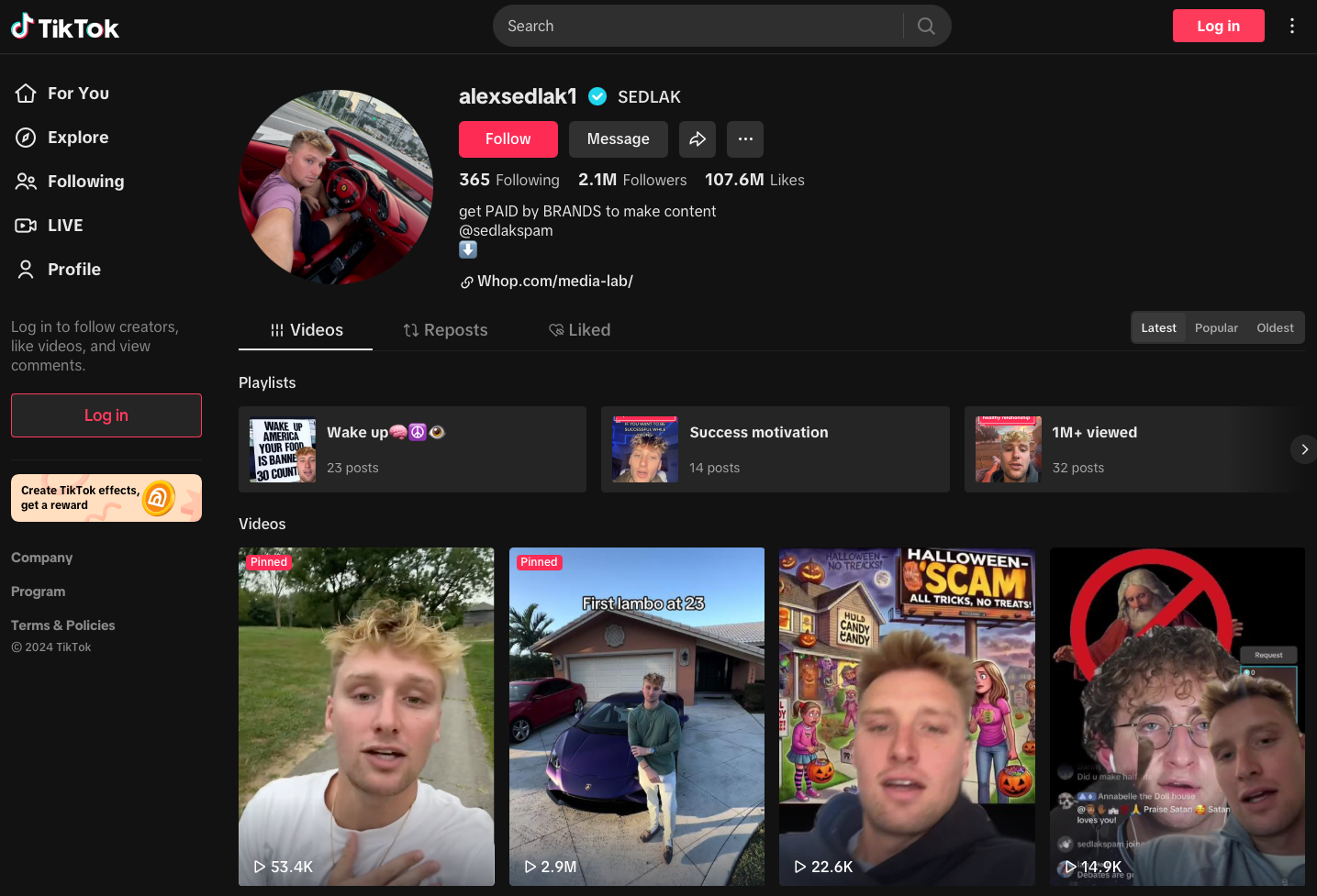 Alex Sedlak tiktok screenshot