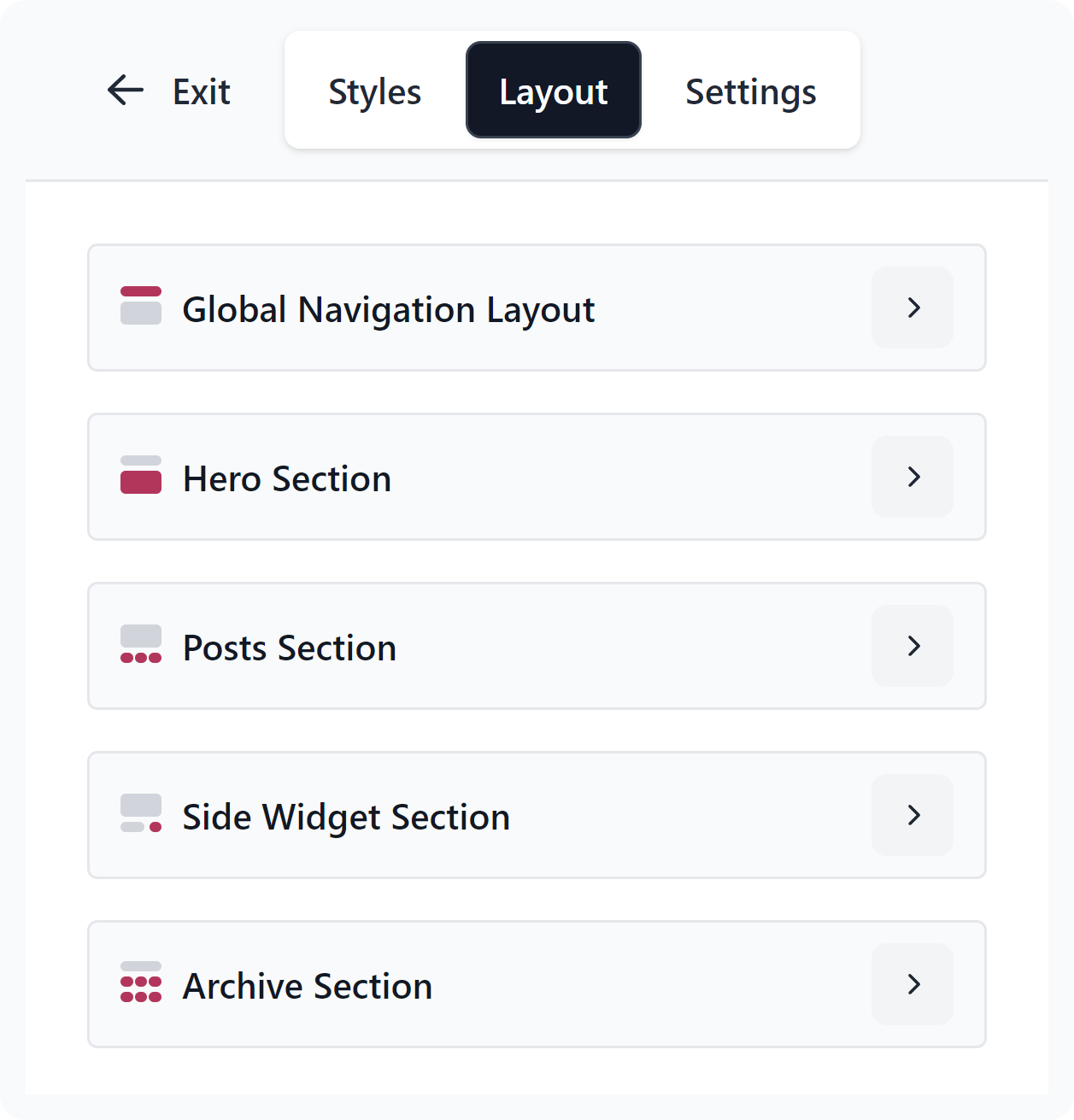 The Styles tab of the Website Builder on Beehiiv