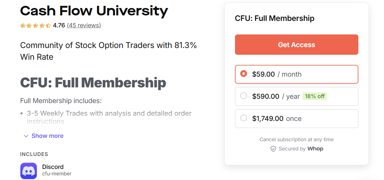 Cash Flow University pricing