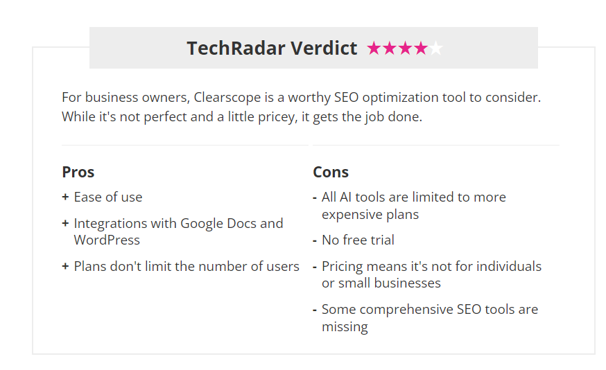 Clearscope TechRadar