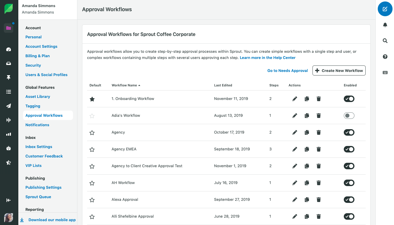 Collaborative task management and approval workflows sprout social screenshot