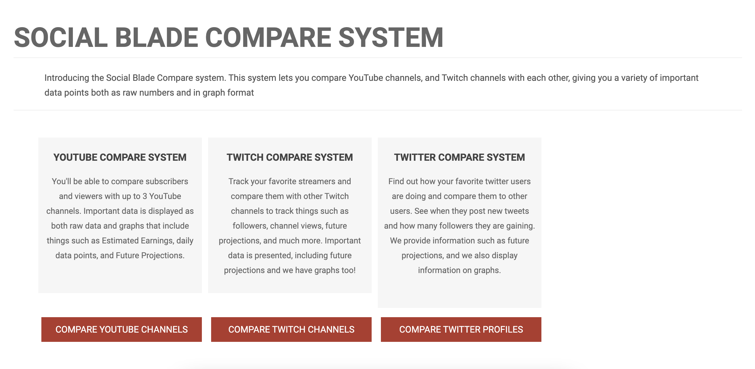 social blades compare system