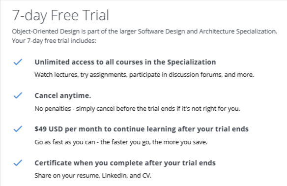 Coursera free trial