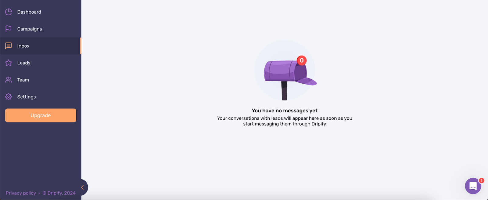 Direct messaging with inbox on dripify