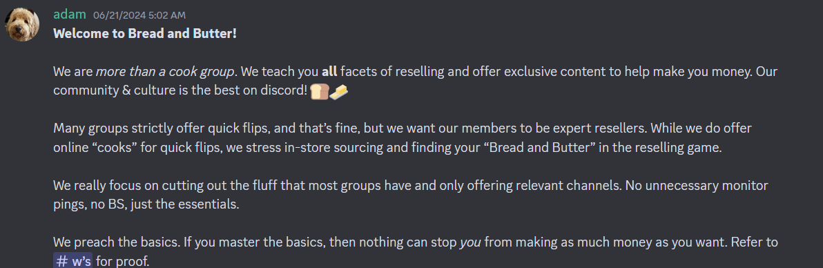 Entering the Bread and Butter Discord server screenshot