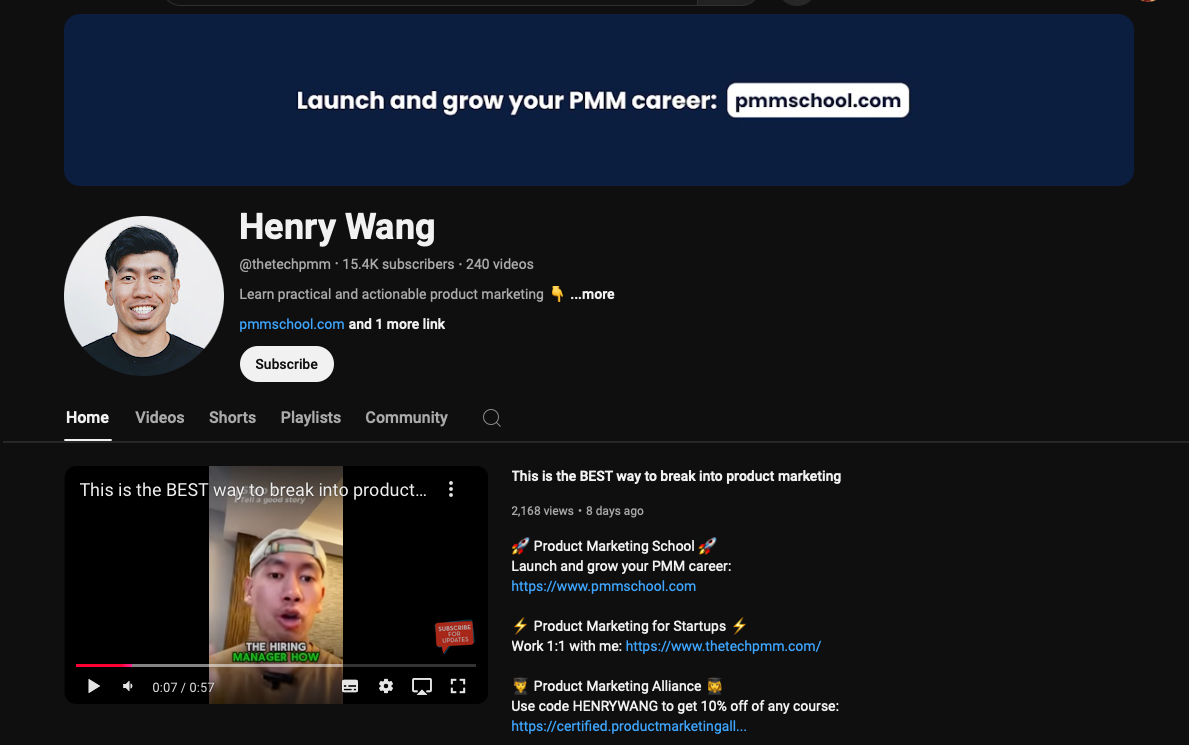 Henry Wang youtube screenshot