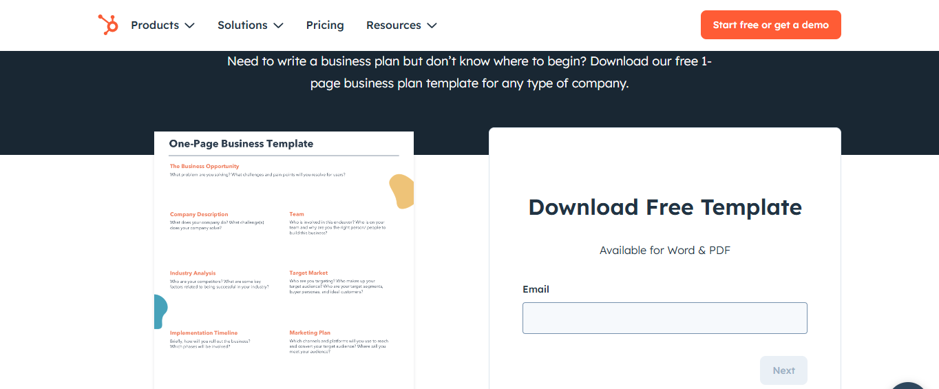 HubSpot_one-page_business_plan_template_Download_Free_Template