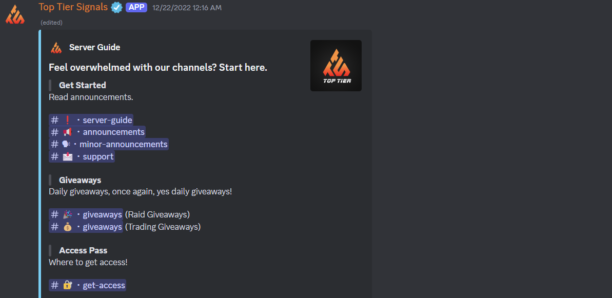 Joining the top tier signals Discord server