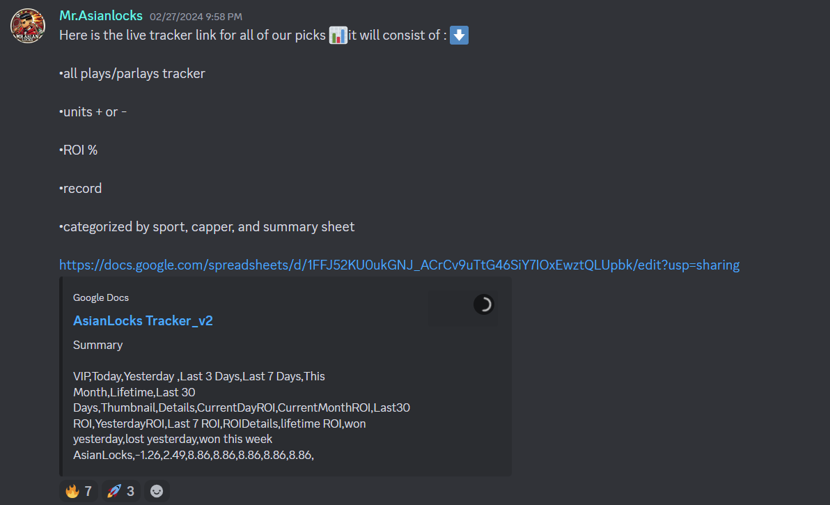 Mr.AsianLocks bet tracking