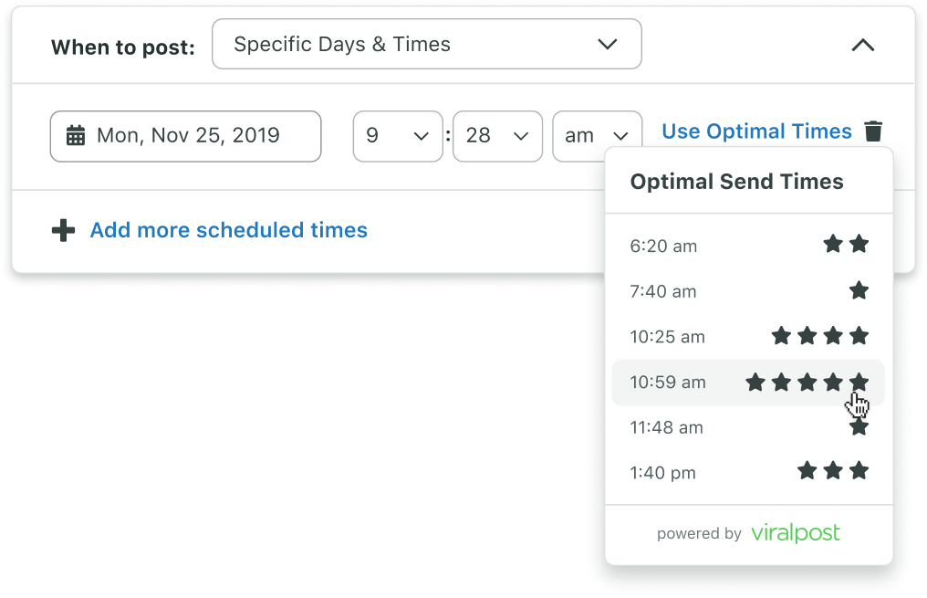 Optimal scheduling with ViralPost® predictive engine screenshot sprout social