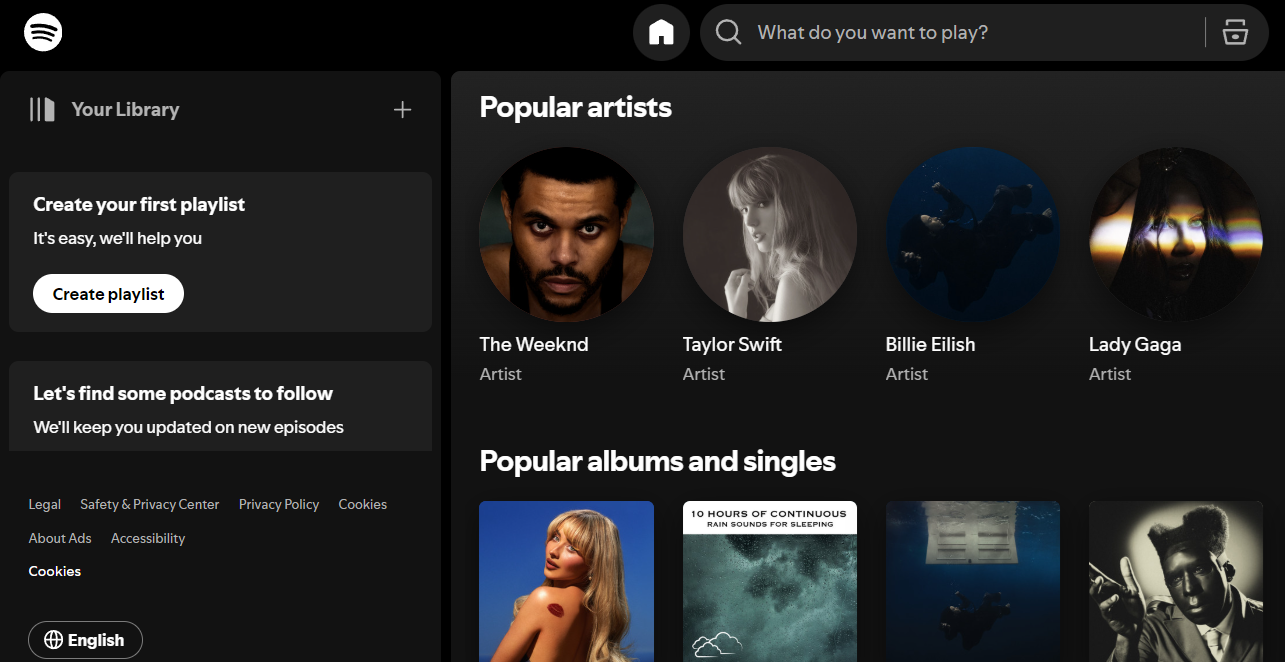 Spotify home