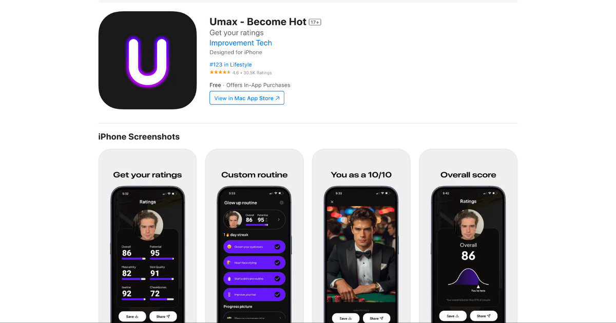 Umax become hot application apple store screenshot