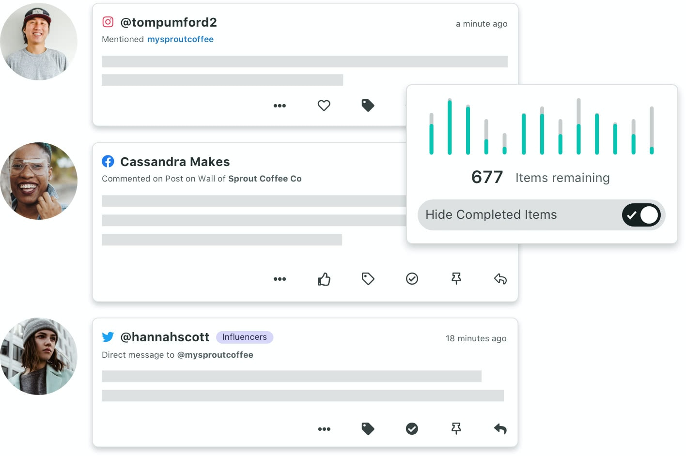 Unified smart inbox with contextual insights on sprout social screenshot