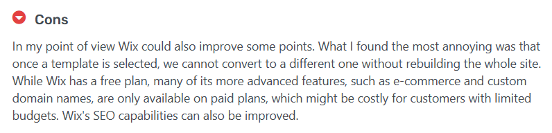 wix negative review