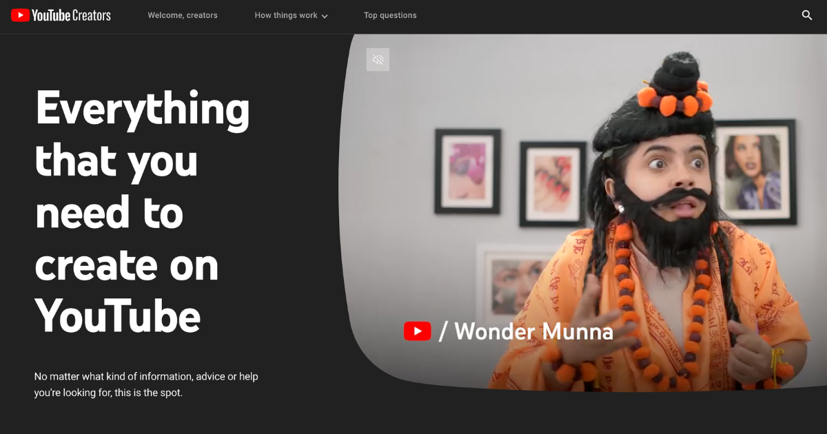 youtube studio homepage