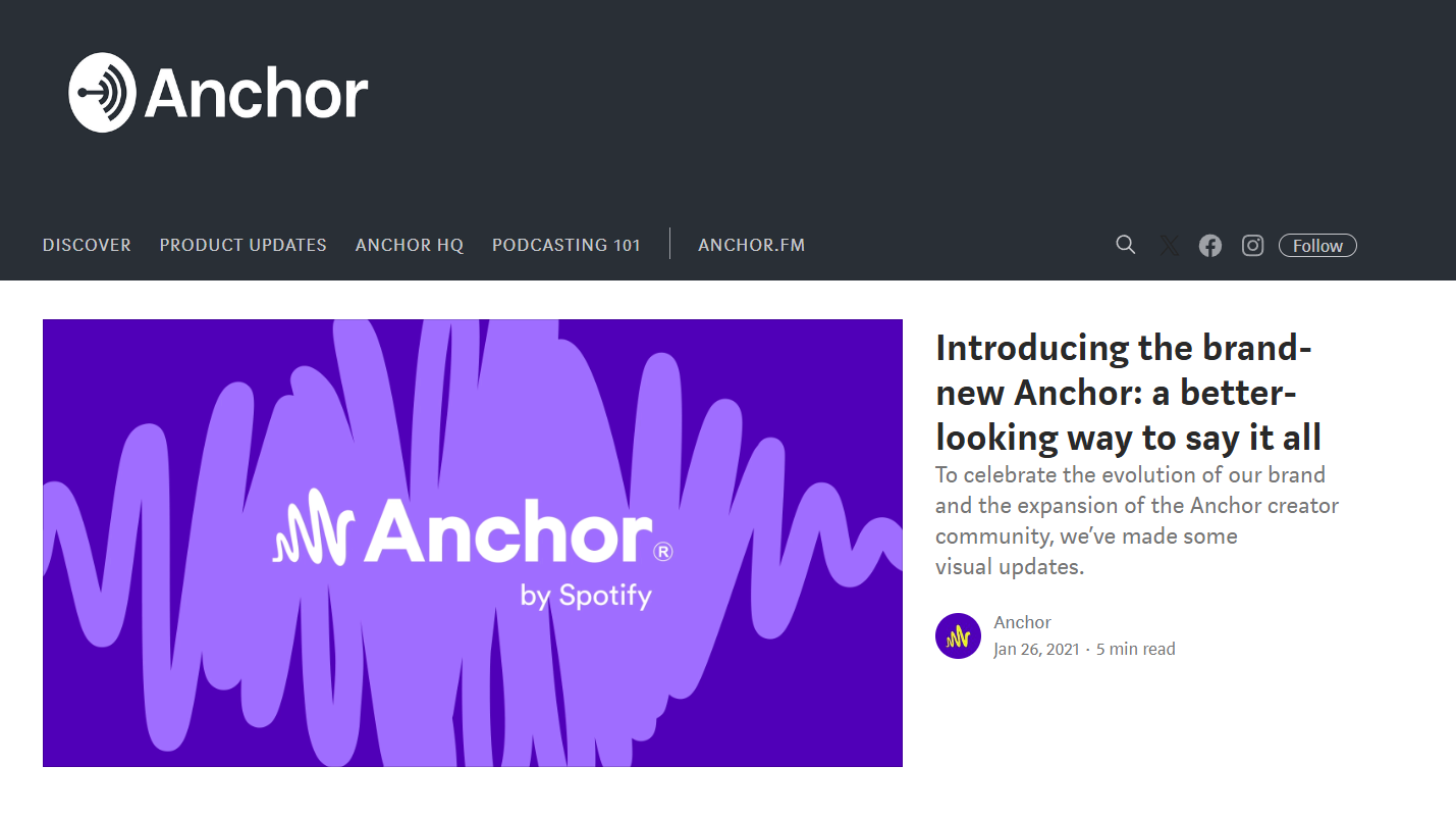 anchor homepage screenshot