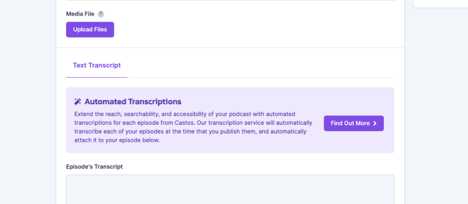 automated transcriptions on castos screenshot