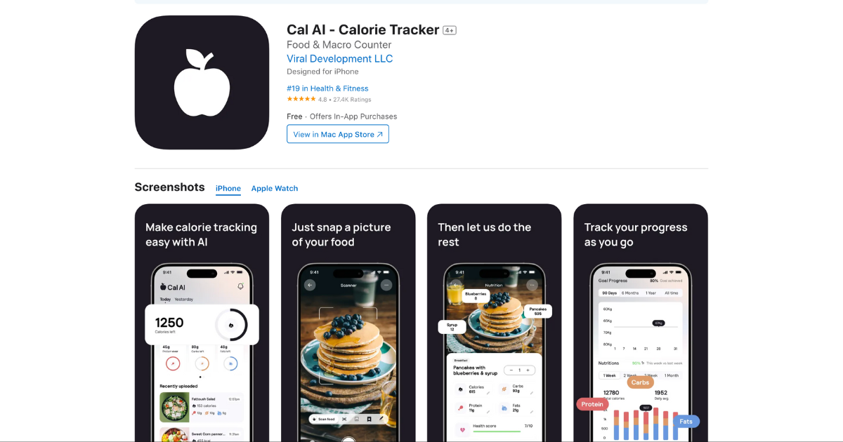 cal AI the calorie tracker apple store screenshot