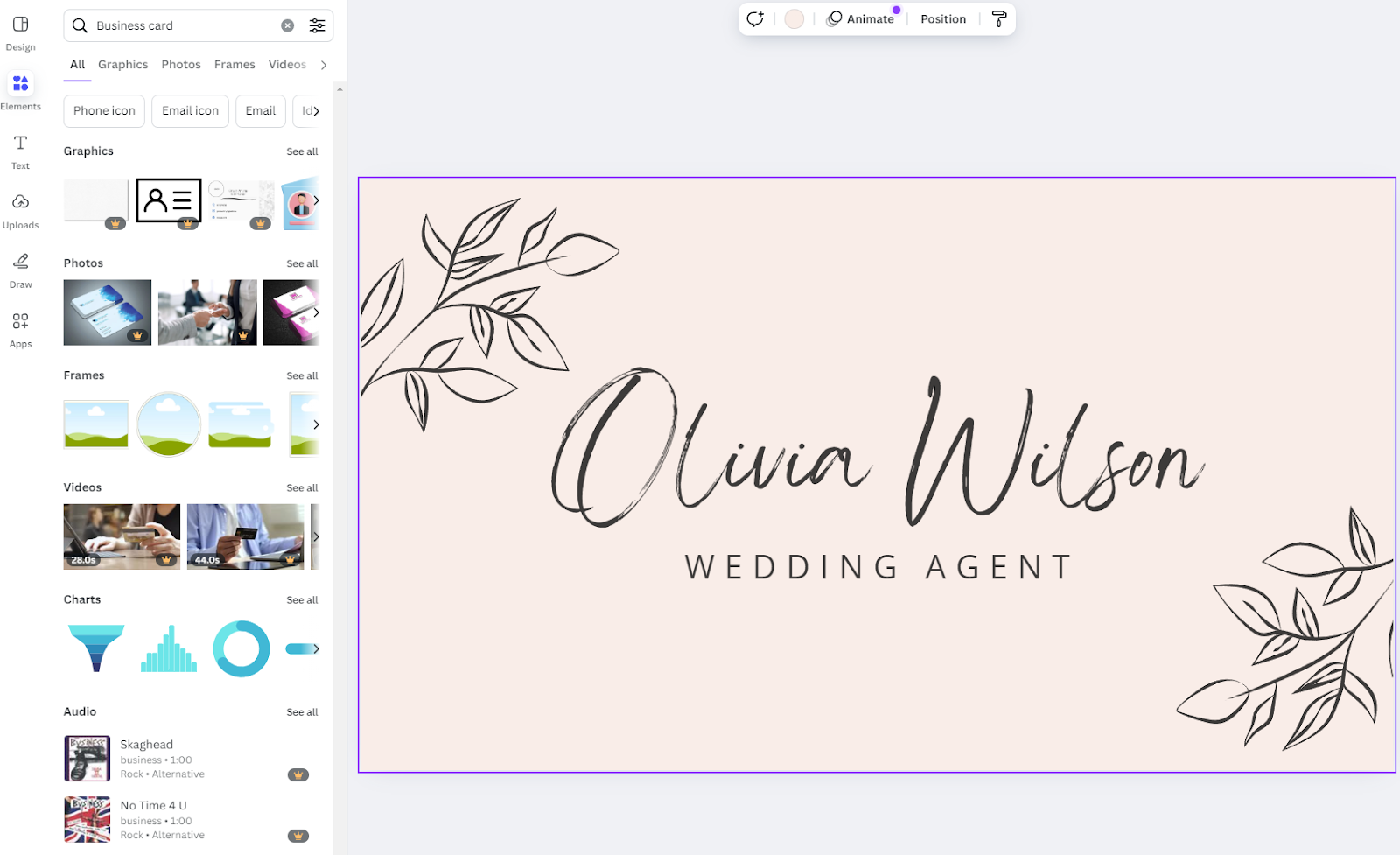 canva weding card