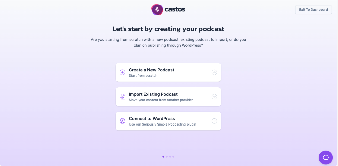 creating a podcast on castos screenshot