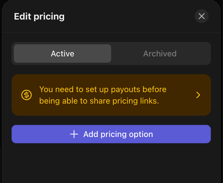 edit pricing on your whop