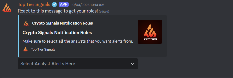 getting VIP signals for everything in the top tier signals group