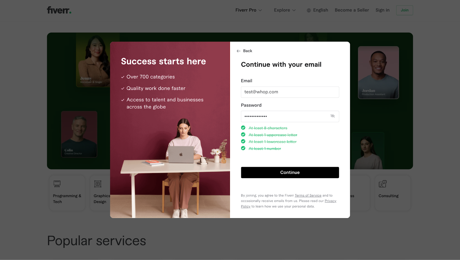 getting started on fiverr screenshot