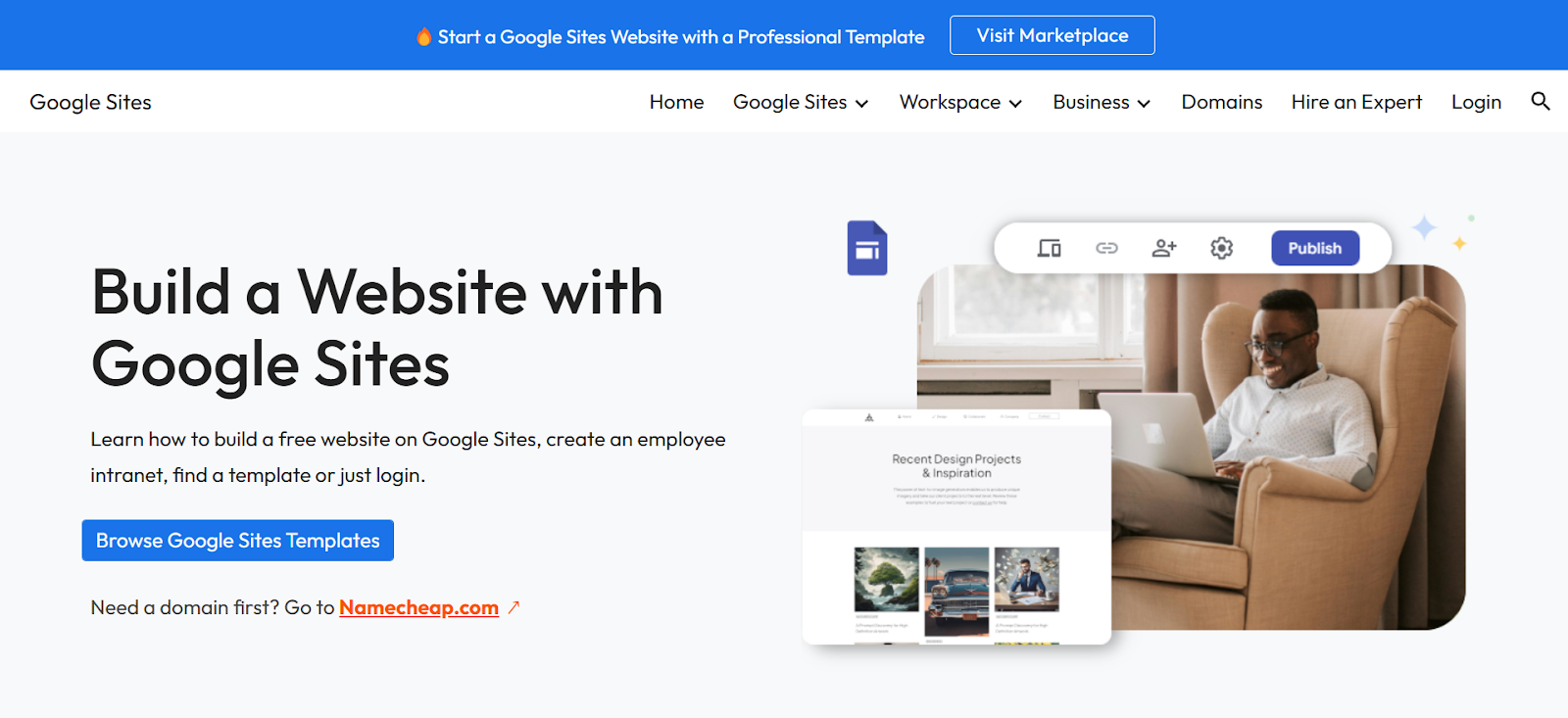 google sites homepage screenshot