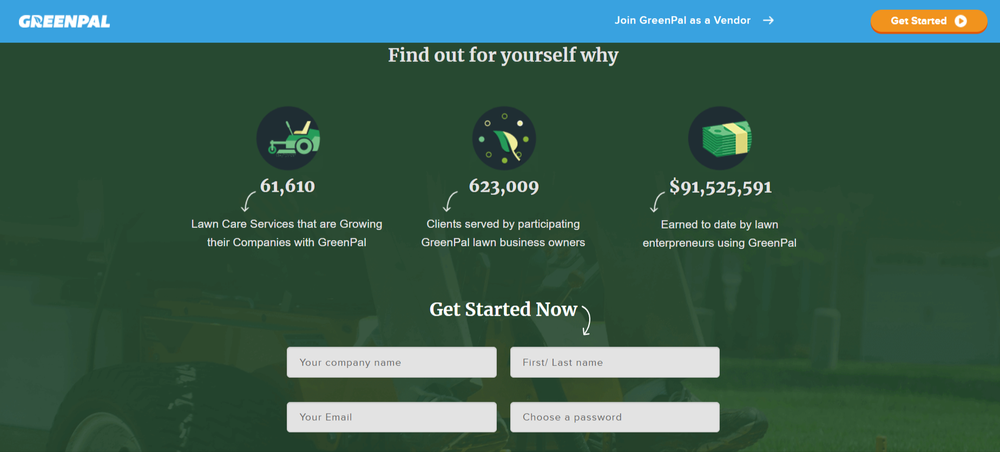 greenpal homepage screenshot