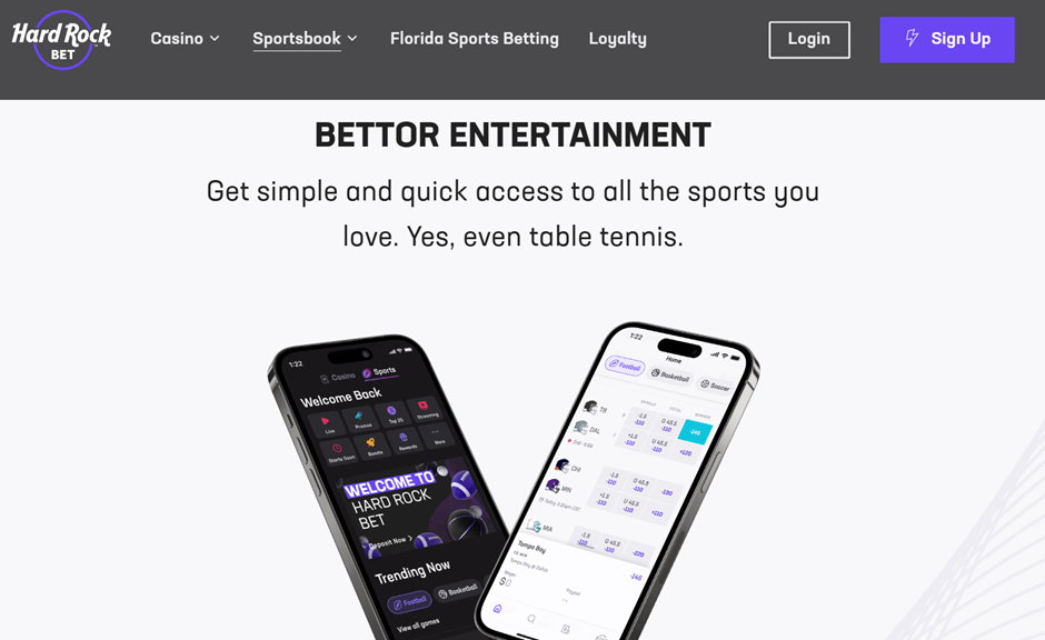 hard rock bet homepage screenshot