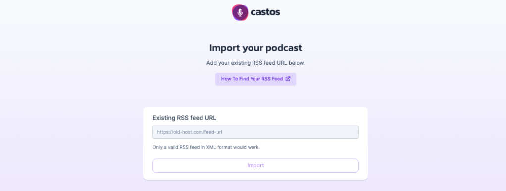 importing podcast with RSS feed screenshot