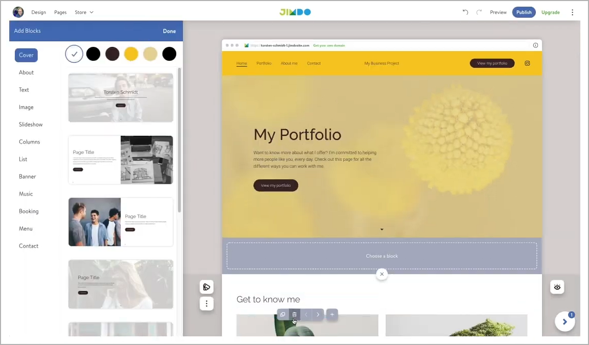 jimdo website builder screenshot