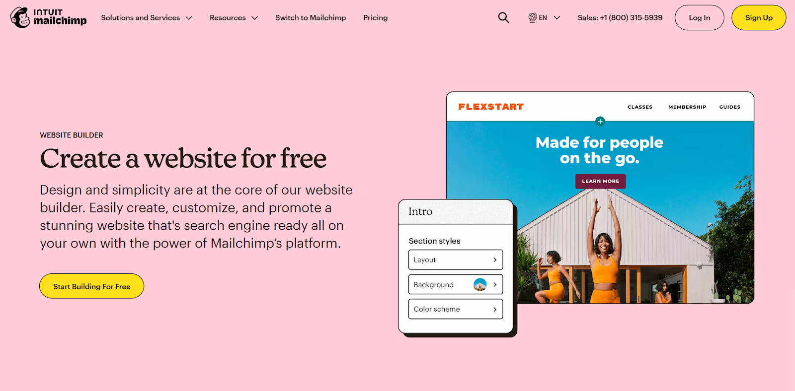 mailchimp homepage screenshot