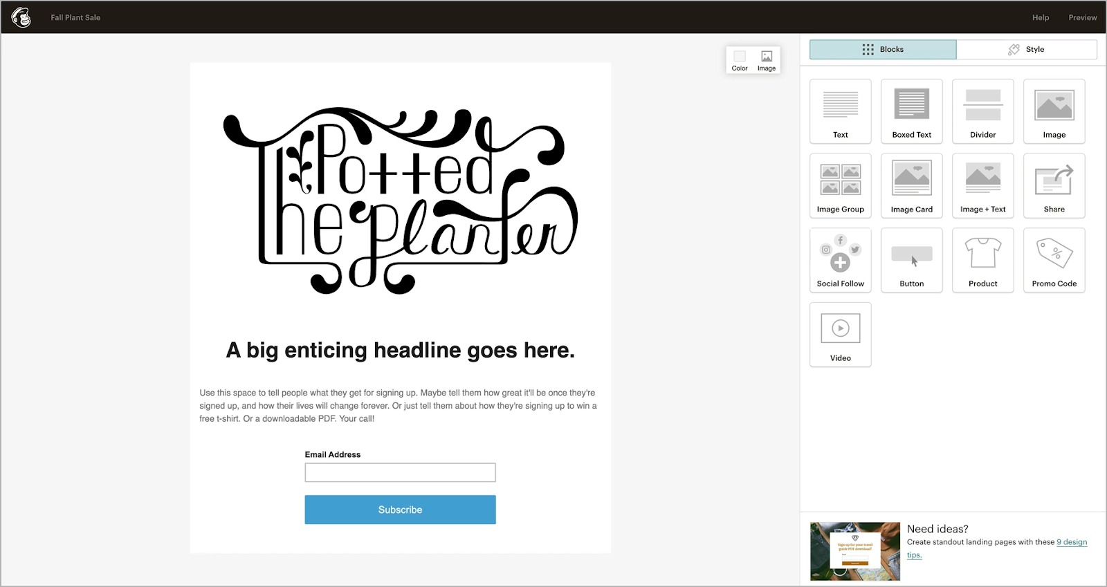 Mailchimp homepage screenshot