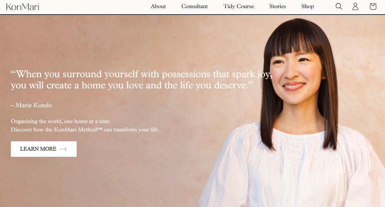 marie kondo website screenshot