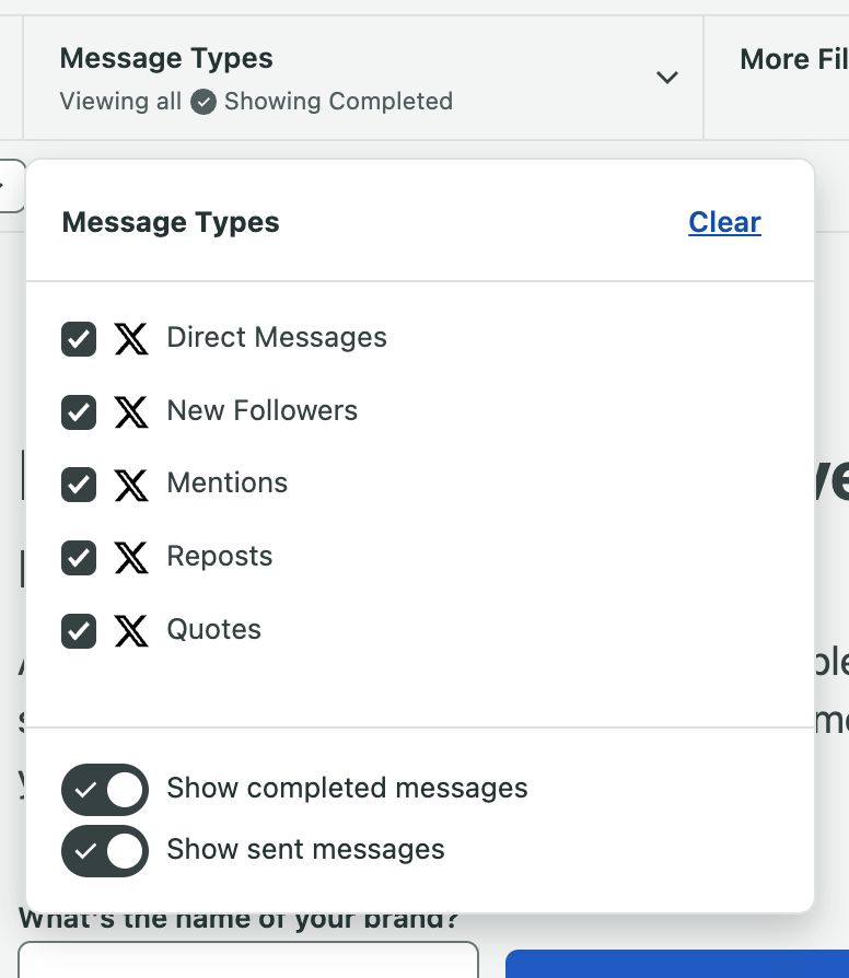 message types on sprout social screenshot