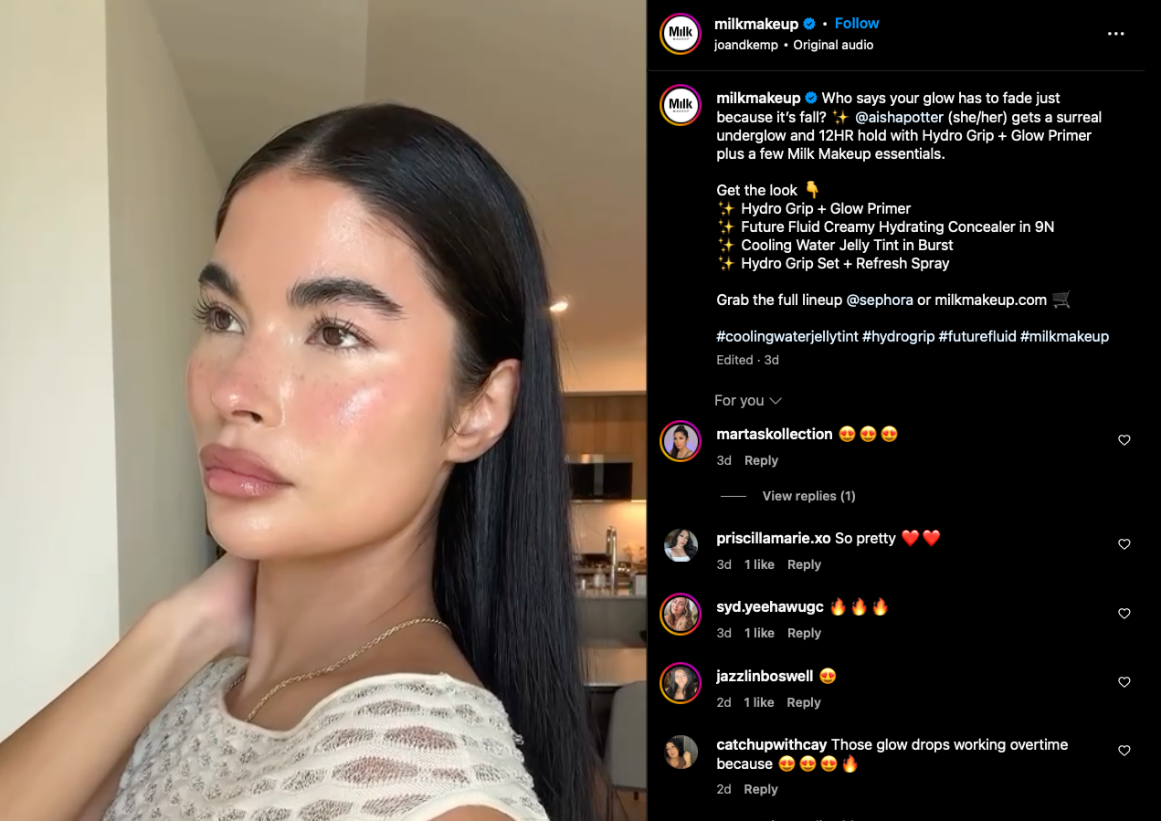 milkmakeup instagram screenshot