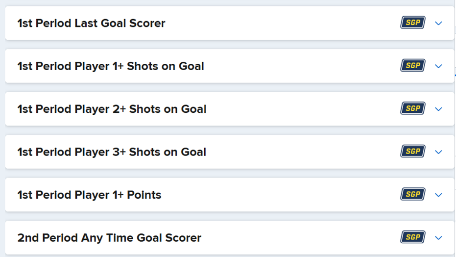 nhl player props odds screenshot