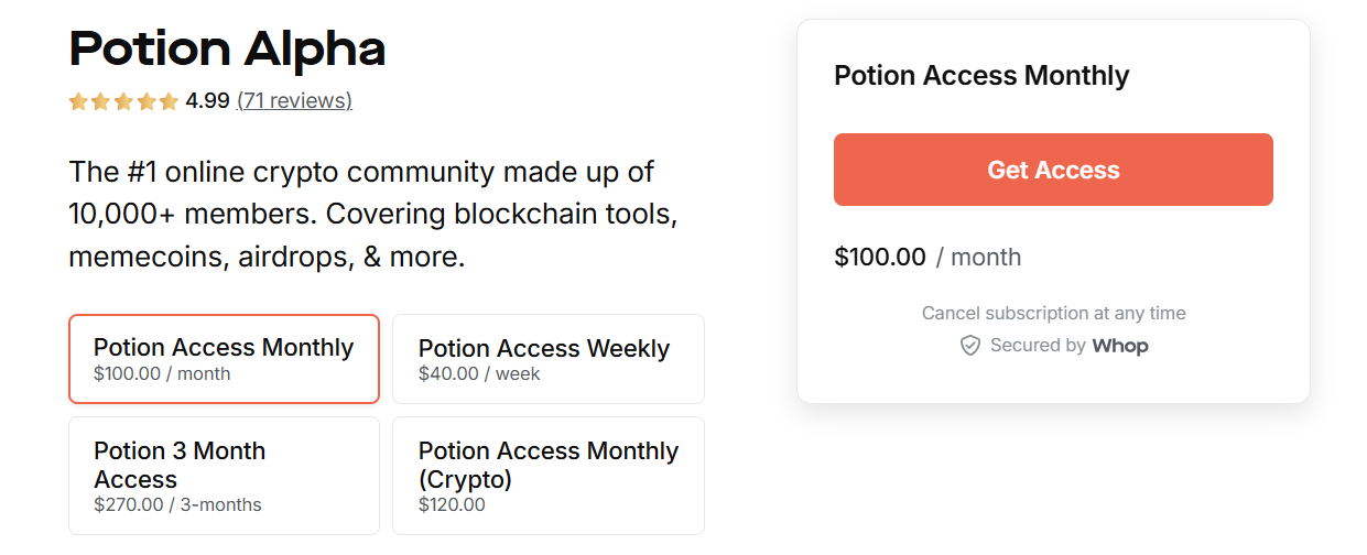 Potion alpha pricing