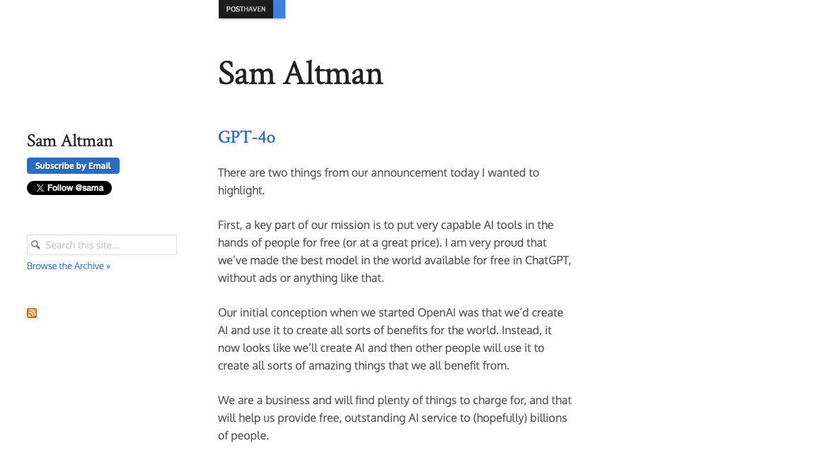 sam altman landing page screenshot