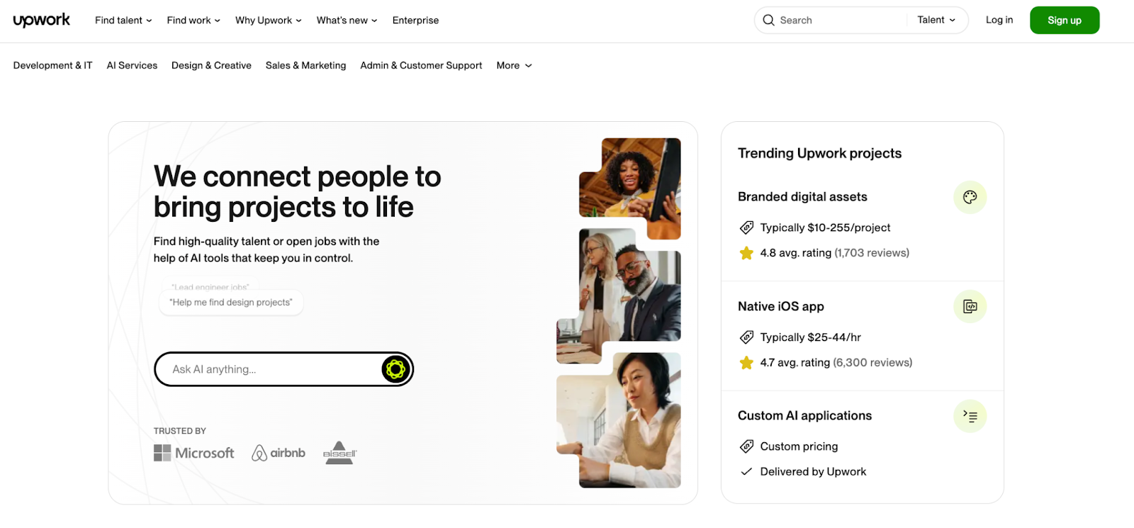 upwork homepage screenshot