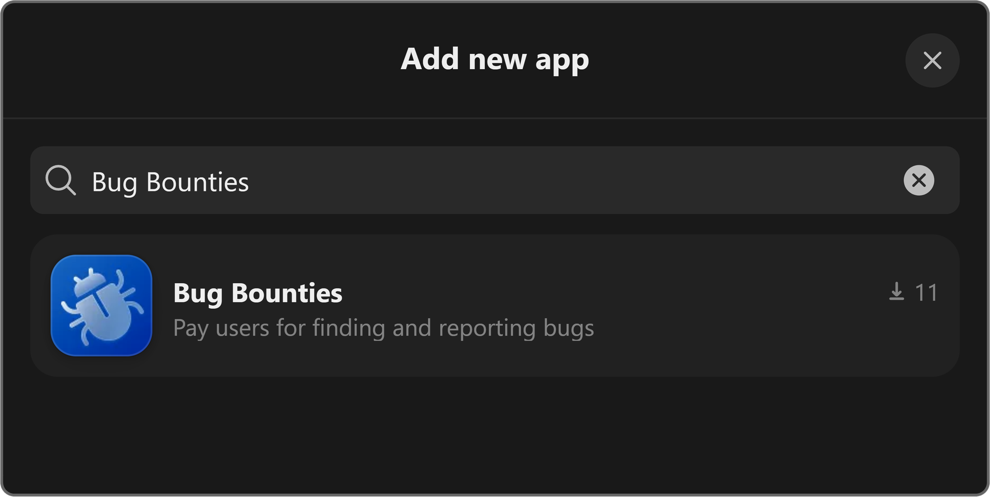 The Bug Bounties app in the apps list on Whop