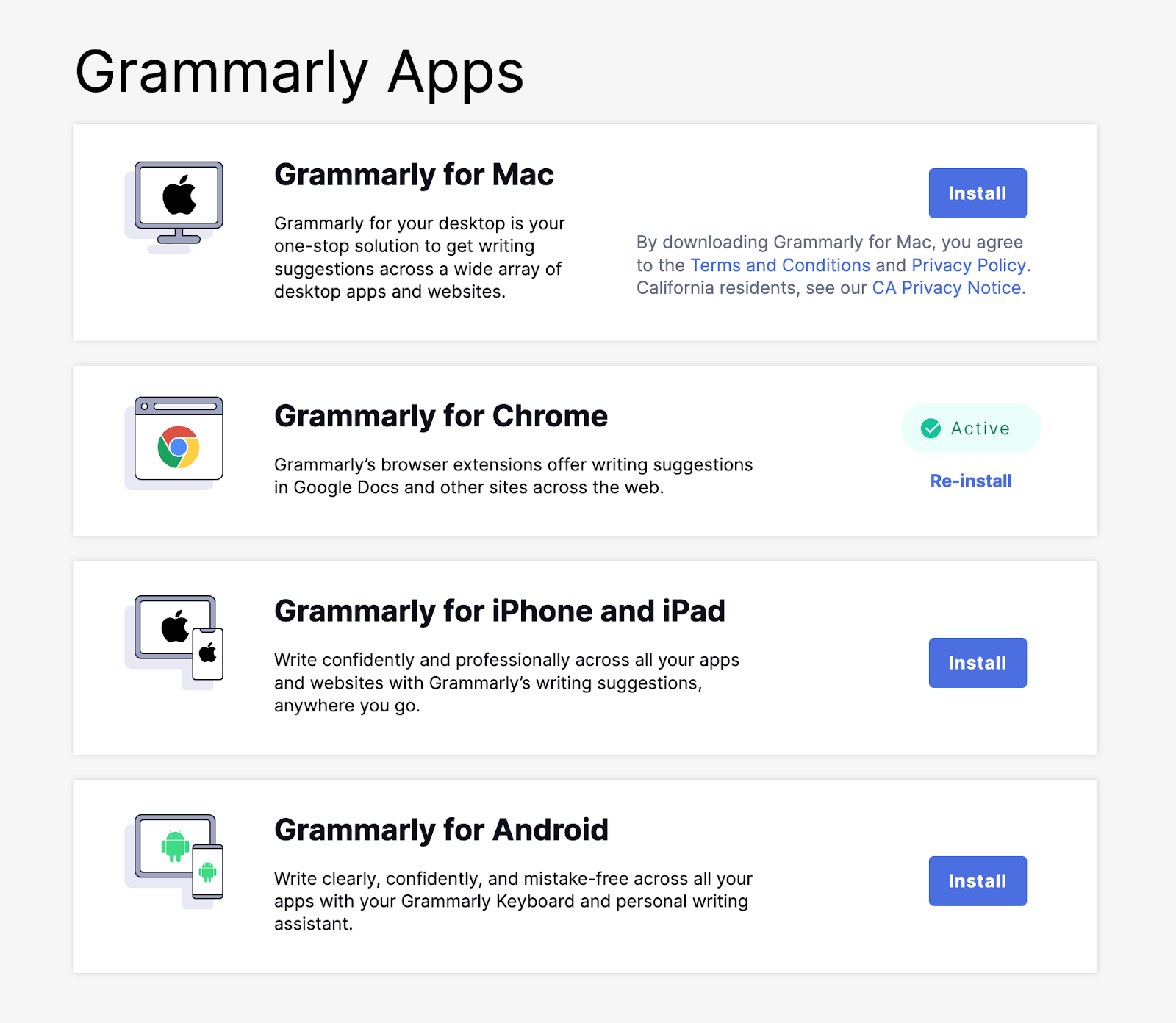 Grammarly apps