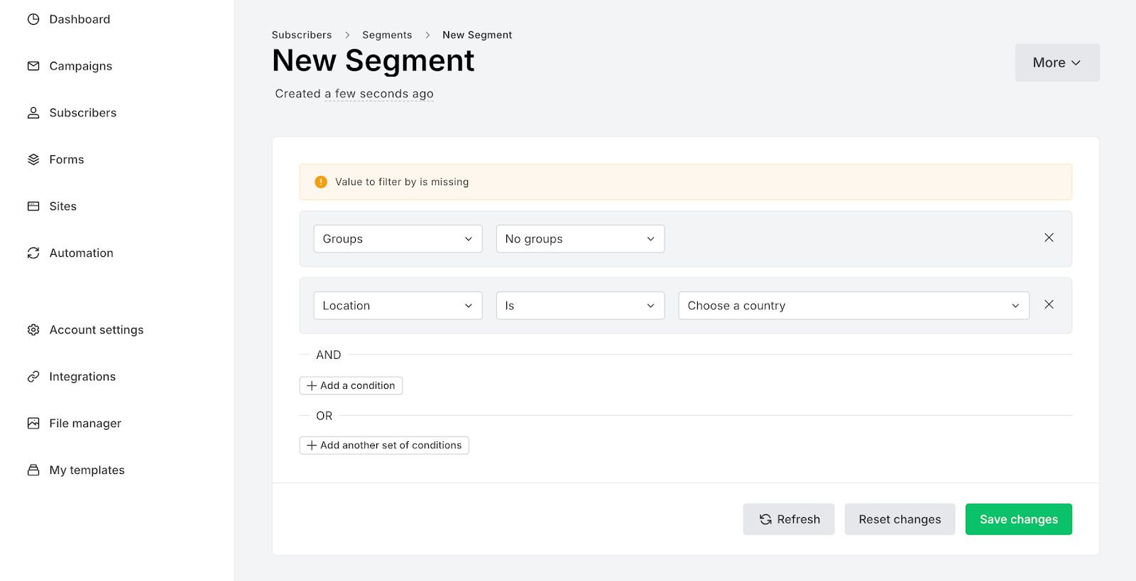 MailerLite list management