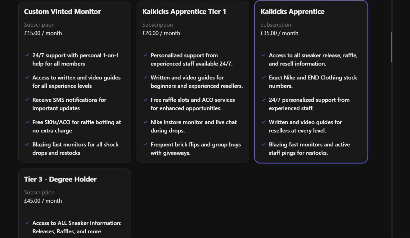 Membership tiers